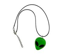 Handmade Neon Alien Statement Acrylic 3D Laser Cut Pendant Cord Necklace - Green, Yellow, Blue, Orange Or Pink (Green)