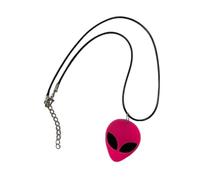 Handmade Neon Alien Statement Acrylic 3D Laser Cut Pendant Cord Necklace - Green, Yellow, Blue, Orange Or Pink (Pink)