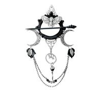 Handmade Night Goddess Witch Hair Clip, Crescent Moon Moth Accessory, Metal Material, Perfect For Halloween Cosplay, Gothic Fashion, Daily Accessories