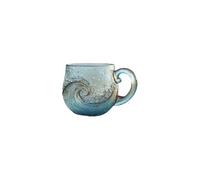 Handmade Ocean Wave Glass Mug,Artistic Sea-Inspired Glass Cup for Coffee Tea,Unique Wave Design Drinking Vessel for Home&Gifts