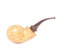 Handmade olive tobacco pipe, unique wooden