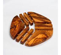 Handmade Olive Wood Trivet for Hot Pots and Pans - Expandable Heat Resistant Wooden Trivet for Kitchen and Dining - Natural Rustic Wood Table Protector - Durable Decorative Wooden Hot Pad