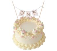 Handmade “one” Birthday Cake Topper 1st Birthday Cake Topper Decoration Bunting Supplies Wooden Cake Topper Banner Birthday Cake Decorations for Shower Favors First Birthday Party or Photo Booth Props