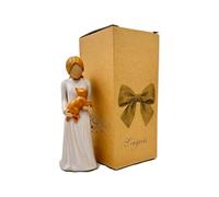Handmade Orange Cat Statue - 6” Solid Resin Girl Holding Kitten Figurine, Cute Everyday Joy Gift for Cat-Loving Friends, Unique Handcrafted Pet Decor with Gift Box