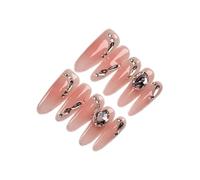 Handmade Oval On Nails - Reusable Gel Polish False Nails with Full Application Kit | 10pcs Artisan-Crafted for Daily Wear(RGO5102,L)