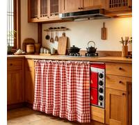 Handmade Oven Skirts, Oven Curtain Tie Top Appliance Curtain with Ruffled Trim Ribbon Ties, for Door Kitchen Dishwasher Hidden CurtainTie Top Farmhouse Meadow Skirt, Hide Stove Mess in Seconds
