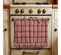 Handmade Oven Skirts, Oven Skirt Curtain for Door, Farmhouse Kitchen Decor Ruffled Tie Top Fabric Cover,Heat-Resistant,Effortless Install,Hide Clutter for Ovens,Dishwashers,Washing Machine (Pink)