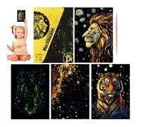 - Handmade Painting Paper Set, 4x Scratchboard Glitter | Fun A4 Landscape & Illustrations of Animals, Cards, Toys for Kids and a