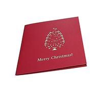 Handmade Paper Card Christmas Tree Greeting Postcard Three- Diy Sculpture Fawn Christmas 3d Card Home DIY Cards Watercolor (as shows, One Size)