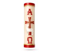 Handmade Paschal Red Candle Alpha Omega Cross Sheep