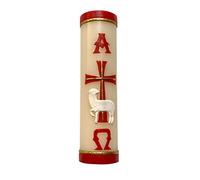 Handmade Paschal Red Candle Alpha Omega Cross Sheep