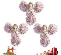 Handmade Pearl Angel Brooch, 3pcs Feather Design Breastpin for Women Men, Elegant Crystal Vintage Angel Wing Lapel Pin, Wing Jewelry Pin Gift for Daily Wear, Christmas, Party pink