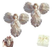 Handmade Pearl Angel Brooch, Angel Wings Pin Jewelry, Angels Pins Jewelry, for Daily Wear, Christmas, Versatile Styling, Embrace A Touch of Divine Elegance (#2PC)