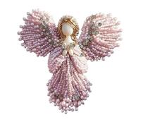 Handmade Pearl Angel Brooch, Elegant Angel Wing Jewelry Pin with Pearl for Women, Spiritual Keepsake Gift for Daily Wear, for Dresses Suit Coat Breastpin Wedding Party Trendy Jewelry (Pink)