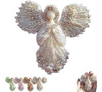 Handmade Pearl Angel Brooch, Silver Tone Angel Wing Lapel Pin with Pearl, Elegant Crystal Vintage Angel Wing Lapel Pin for Women & Men, for Wedding, Party & Daily Wear white