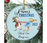 Handmade personalised 1st Christmas Peter Rabbit hanging Bauble Tree Dercoration