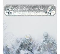 Handmade Personalised Christmas Sign with 10 Designs To Suit Your Decor | 2-Line Custom Text Festive Street Sign Plaque | Ideal Family Present (Silver-Gnomes, MDF Wood - Small - 290mm x 63mm)