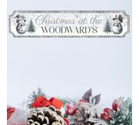 Handmade Personalised Christmas Sign with 10 Designs To Suit Your Decor | 2-Line Custom Text Festive Street Sign Plaque | Ideal Family Present (Silver-Snowmen, MDF Wood - Extra Large 590mm x 130mm)