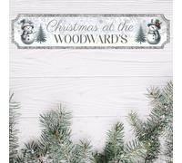 Handmade Personalised Christmas Sign with 10 Designs To Suit Your Decor | 2-Line Custom Text Festive Street Sign Plaque | Ideal Family Present (Silver-Snowmen, MDF Wood - Large 440mm x 90mm)