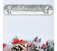Handmade Personalised Christmas Sign with 10 Designs To Suit Your Decor | 2-Line Custom Text Festive Street Sign Plaque | Ideal Family Present (Silver-Gnomes, Acrylic - Extra Large 590mm x 130mm)