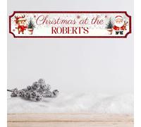 Handmade Personalised Christmas Sign with 10 Designs To Suit Your Decor | 2-Line Custom Text Festive Street Sign Plaque | Ideal Family Present (Red-Santa, Acrylic - Medium 390mm x 85mm)