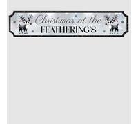 Handmade Personalised Christmas Sign with 10 Designs To Suit Your Decor | 2-Line Custom Text Festive Street Sign Plaque | Ideal Family Present (Black-Reindeer, Acrylic - Medium 390mm x 85mm)