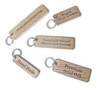 Handmade Personalised Chunky Rustic Oak Wooden Keyring with Custom Engraving & Chrome Fixings for Hotel Rooms, Offices, Spa, B&B, Businesses , Cottages, Villas and Lodges etc (Extra Large)