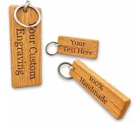 Handmade Personalised Chunky Rustic Oak Wooden Keyring with Custom Engraving for Hotel Rooms, Shed, B&B, Offices, Workshop, Names, Bar, Business, Studio and Lodges etc (Black Fixings, XXL)