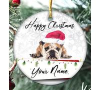 Handmade personalised Dogs Christmas Bauble Puppy Pet Xmas Gift Tree Decoration (Bulldog)