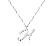 Handmade Personalized Initial Necklace with Handwritten Letter Script Font Pendant, Stainless Steel Monogrammed Jewelry for Women, Great Gift Idea for Birthday, Christmas, Mother Day, Graduation
