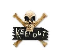 Handmade Pirate Skull & Crossbones, Wooden "Keep Out" Sign - Rustic Hanging Door Décor for Home Bar, Playrooms, Sheds & Workshops - Fun Man Cave Accessories - Skull Ornament Plaque