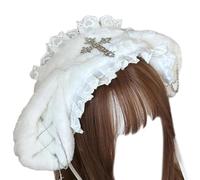 Handmade Plush Bunnies Headband Crosses Chain Decoration Creative Hair Band For Daily Wear And Themed Parties