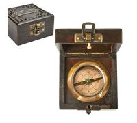 Handmade Pocket Compass | Antique Vintage | Brass Compass | Leather Box | Exquisite Nautical Compass for Home Decor | Gift for Every Occasion | Super7One