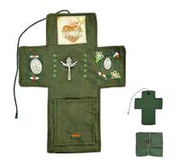 Handmade Pocket Devotional Book, Pocket Shrine With Silver Cross, Portable Prayer Pocket(Green)
