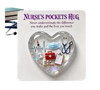 Handmade Pocket Nurse Hug, Heart Shaped Pocket Hugs Tokens Cards For Nurses, Portable 2D Acrylic Inspirational Card With Sweet Messages Of All Occasions, For Nursing Students Healthcare Persons
