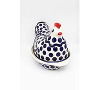 Handmade Polish Pottery Hen Casserole Dish Elizabeth Pattern