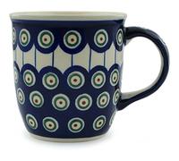 Handmade Polish Pottery Mug (0.35l) Peacock Pattern