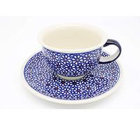 Handmade Polish Pottery Tea/Coffee Cup & Saucer Florence Pattern
