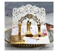 Handmade Pop Up Wedding Card, Laser Cut Wedding Invitation Cards Multicolor 10/20 pcs(Gold,10pcs)