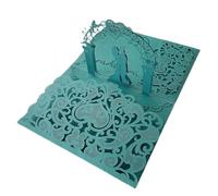 Handmade Pop Up Wedding Card, Pearlescent Paper 3D Pop Up Wedding Invitations for Bride and Groom Multicolor 125x180mm 10 Pcs(Green)
