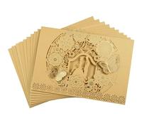 Handmade Pop Up Wedding Card, Wedding Invitation Cards Pack of 10 Multicolor 3D Butterfly Floral Hollow Out Pearl Paper(10pcs Gold Card)