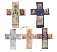 Handmade Portable Catholic Altar for Daily Prayer & Devotion, Christian Catholic Gifts, PU Leather Pocket Shrine, Pocket Prayer Quilt with Cross Inside, Folding Shrine Personal Altar Gifts (5Pcs)