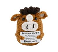 Handmade Positive Crochet Animals Horse Toy - Cute Emotional Support Plush Figurine for Home Office Desk Decor & Gifts - Unique Encouraging Pony for Friends, Family & Colleagues