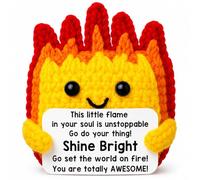 Handmade Positive Crochet Fire, Motivation Gifts for Women Men Son Daughter, Emotional Support Crochet with Encouraging Card, Emotional Support Gifts for New Job Easter Basket Stuffers Graduation