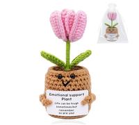 Handmade Positive Pink Tulips Doll Crochet Plant Flowers Gifts,Appreciation Thank You for Being an Important Part Gifts for Women Mom Friends Teacher Sister Coworker Wife Sister Christmas,Birthday