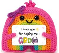 Handmade Positive Rainbow Crochet Gift - "Thank You for Helping Me Grow" Appreciation Present for Teacher, Professor, Boss, Mentor, Coworker, Leader - Perfect for Thanksgiving, Christmas, Birthday