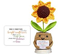 Handmade Positive Sunflower Crochet Doll - Gifts for Women with True Friends Are Like Bright Sunflowers Card - Cute Decorative Hanging Ornaments Friendship Gifts for Birthday