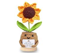 Handmade Positive Sunflower Crochet Doll with Card, Small Potted Knitted Sunflower Doll Decoration, Cute and Encouraging, Suitable as a Friendship Gift for Your Best Friend or Friend, Parts White