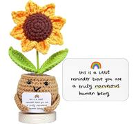 Handmade Positive Sunflower Crochet Doll with Card - This Is A Little Reminder Coworker Gifts - Appreciation Gift for Coworker - Thank You Coworker Presents - Social Worker Gifts for Employee