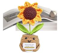Handmade Positive Sunflower Crochet, Sunflower Crochet Gift, Inspirational Doll - Small Artificial Cute Motivational Decorations Accessories For Desk Home Car Dashboard
